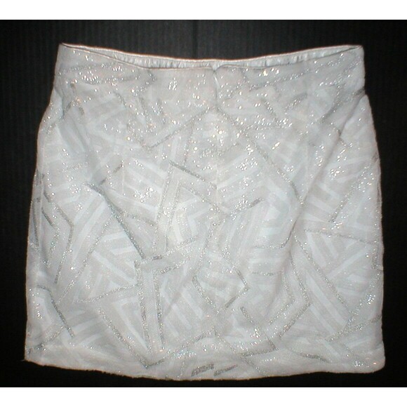 New NWT Womens Piperlime Collection White Silver Sequins Skirt S Small Party - Picture 6 of 11